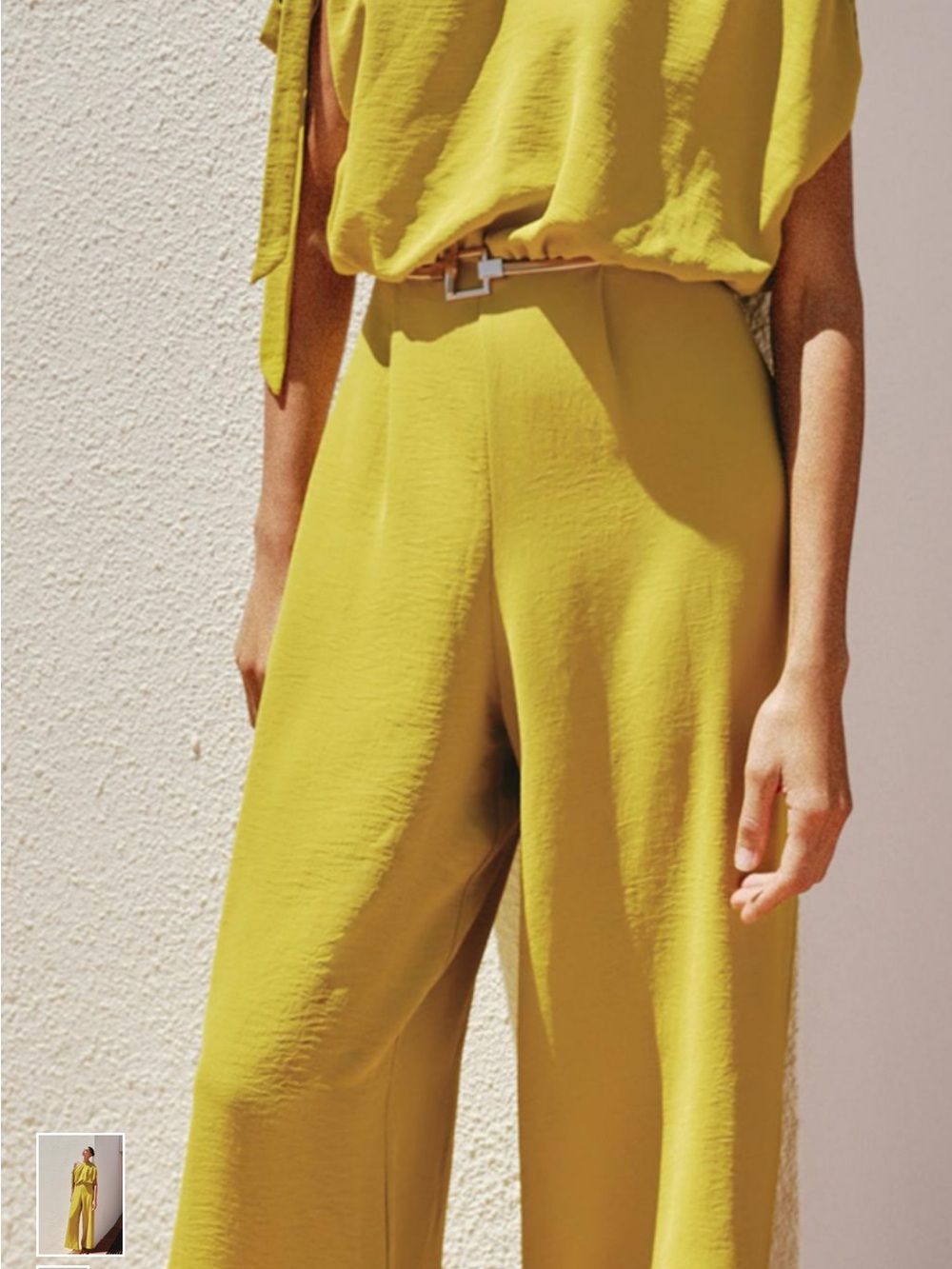 Zara Wide-Leg High-Waist Pants in Chartreuse Yellow
